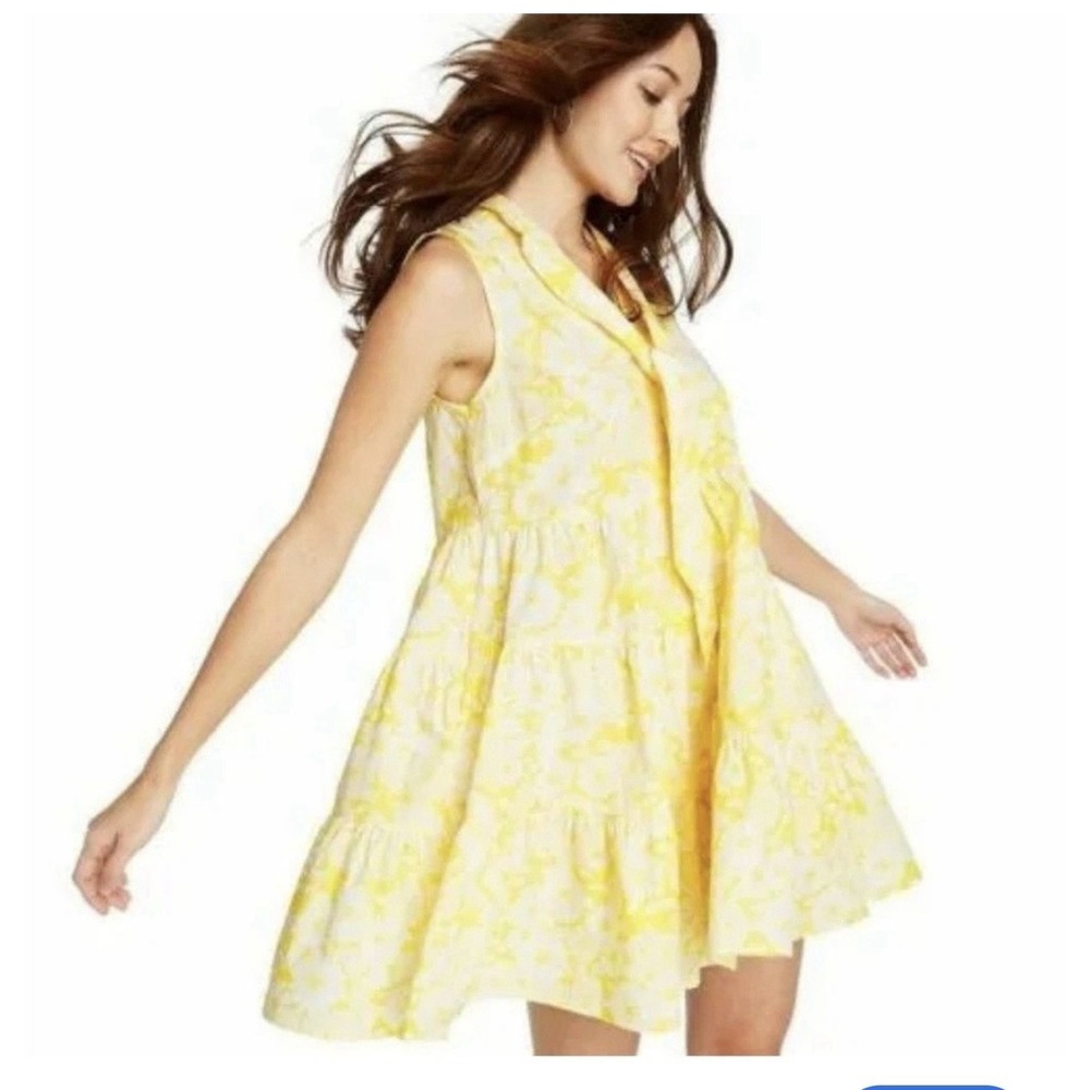 Lisa Marie Fernandez XL Target Yellow Floral Tiered Trapeze Babydoll‎ Swing - Picture 2 of 9